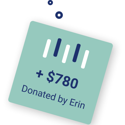 graphic image of $780 Donated by Erin